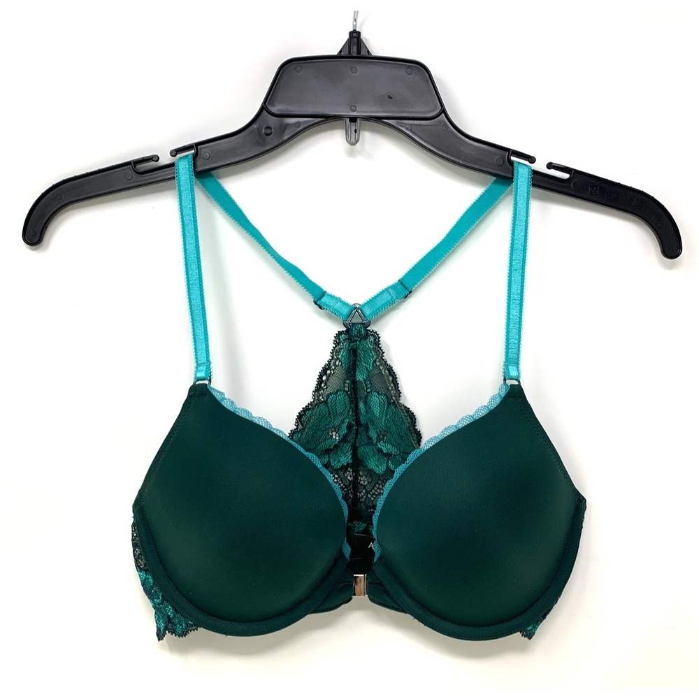 Adore Me Bra Size 32D Front Closure Floral Lace Racerback Underwire